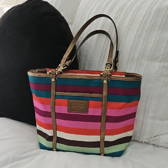 Coach Multistriped Legacy Tote - Picture 1 of 12